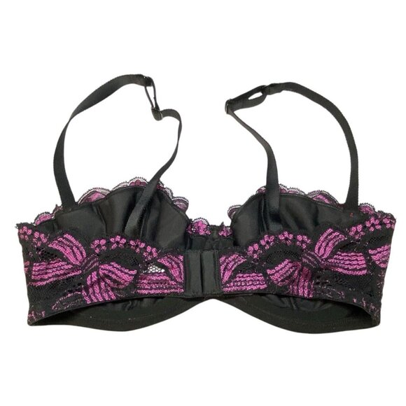 CHANTAL THOMASS Victoria Secret Women Underwire Bra Sz 34C Pink Black Lace 2-27 - Picture 2 of 8